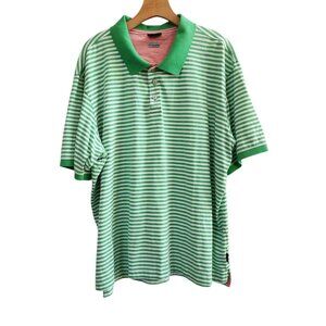 Columbia PFG Polo Shirt Green White Striped‎ Short Sleeve Golf Casual XXL EUC